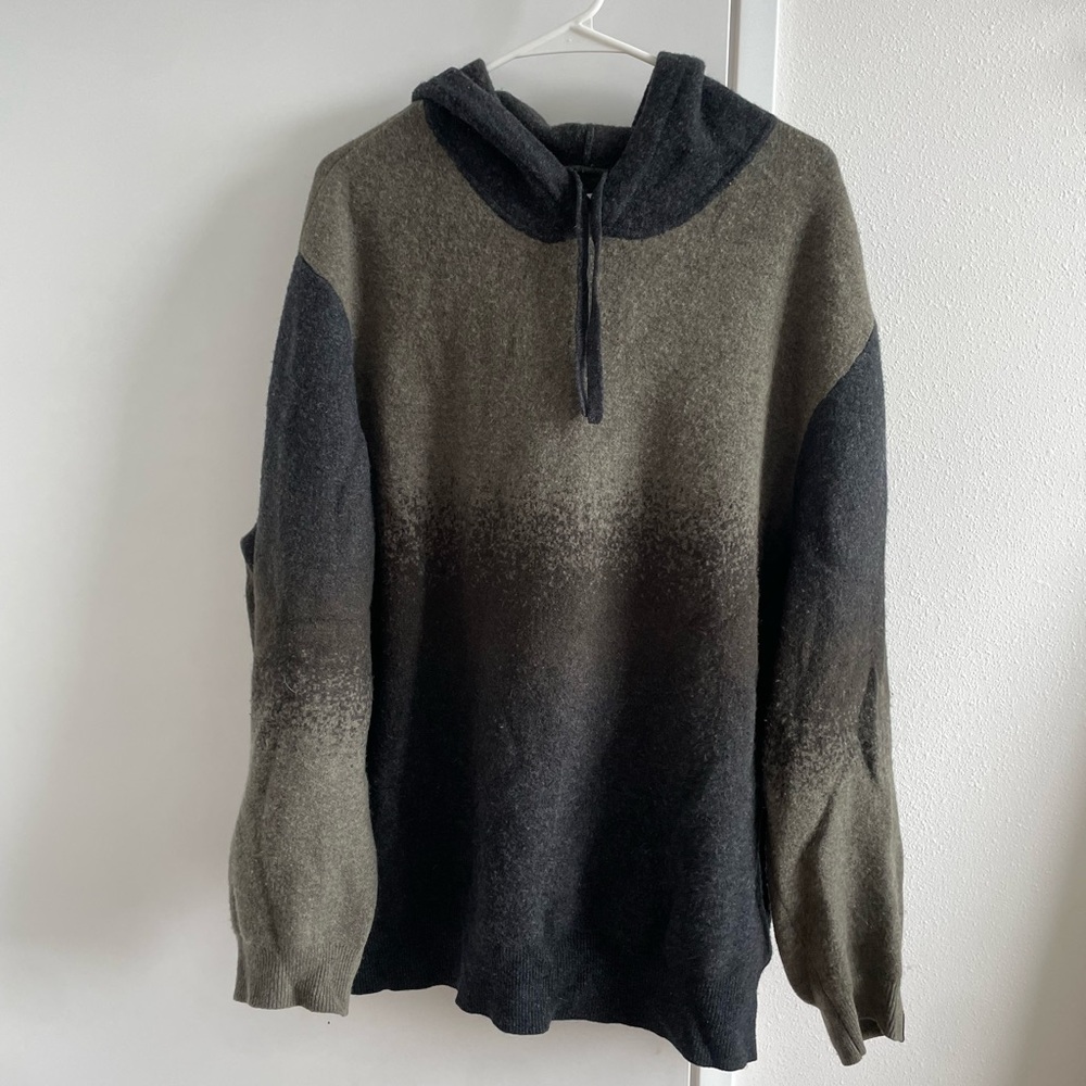 rag & bone Men's Hooded Cashmere Blend Sweater in Olive and Black Ombre